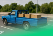 وانت آبی اسنپباکس در حال جابهجایی بسته