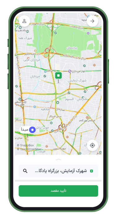 صفحهی نقشه در اسنپباکس